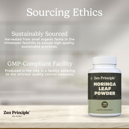 Organic Moringa Capsules Zen Principle Naturals 