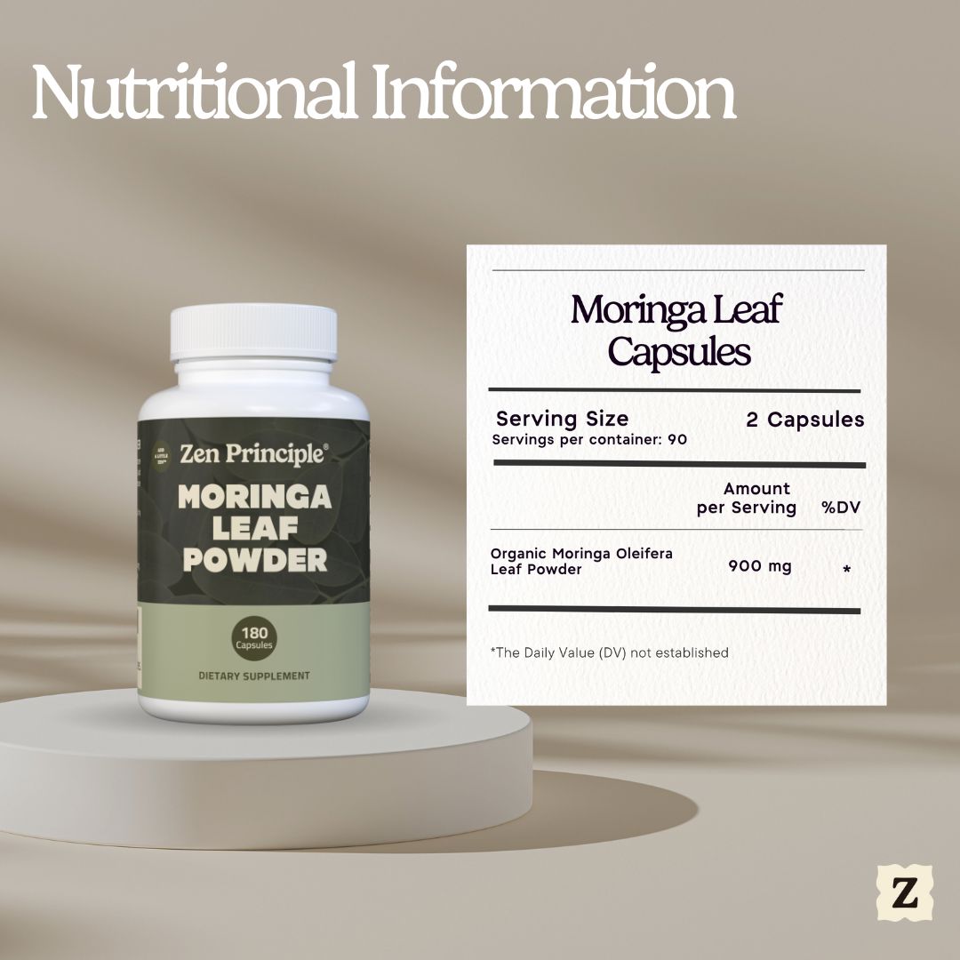 Organic Moringa Capsules Zen Principle Naturals 