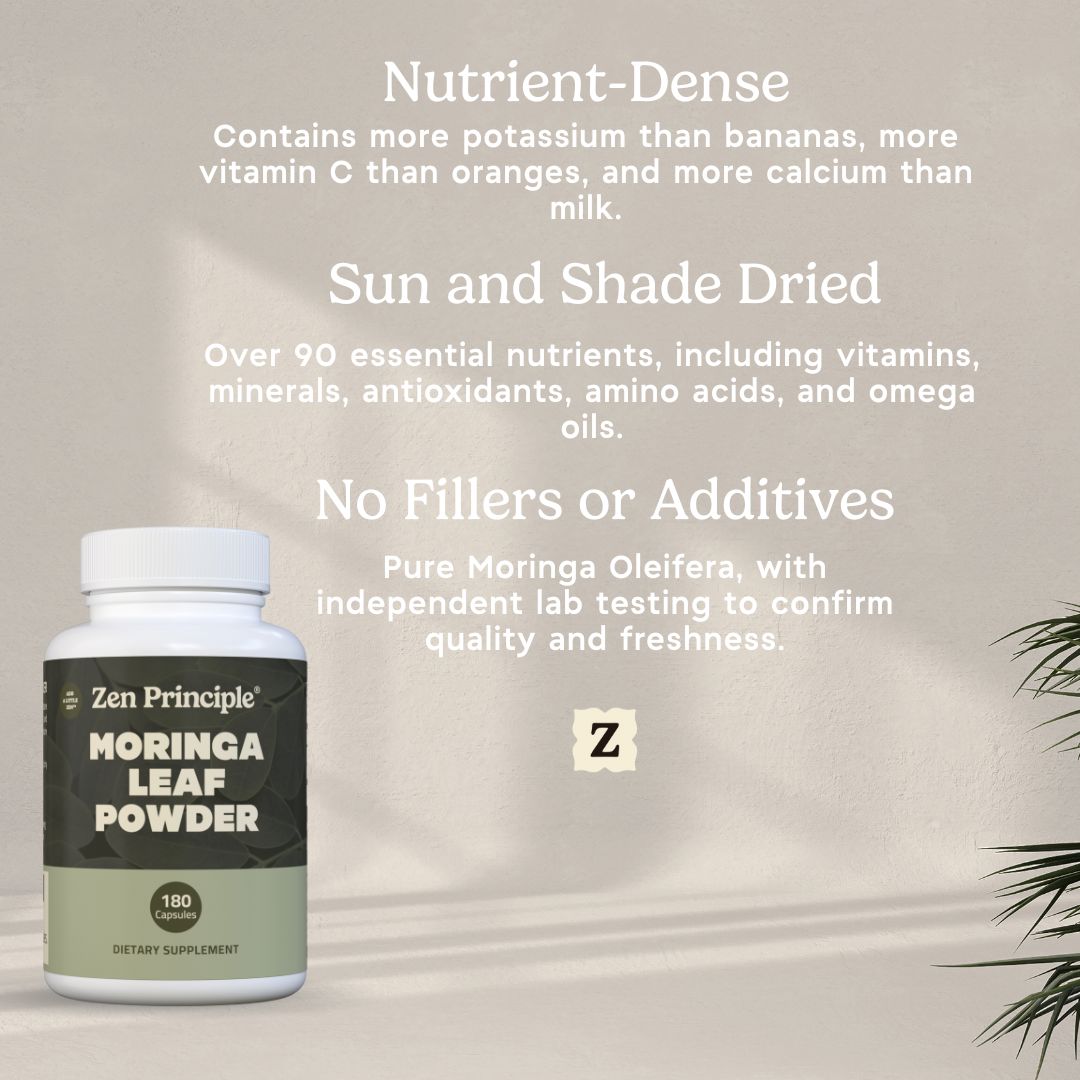 Organic Moringa Capsules Zen Principle Naturals 