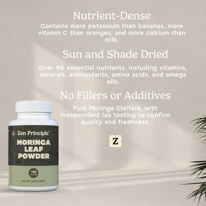 Organic Moringa Capsules Zen Principle Naturals 