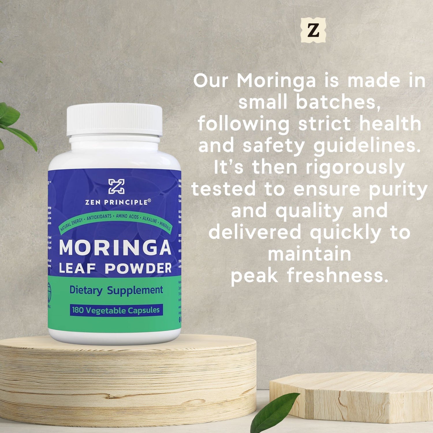 Organic Moringa Capsules Zen Principle Naturals 