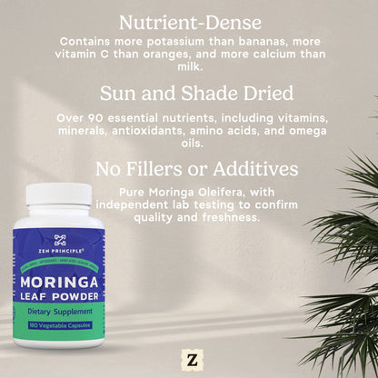 Organic Moringa Capsules Zen Principle Naturals 