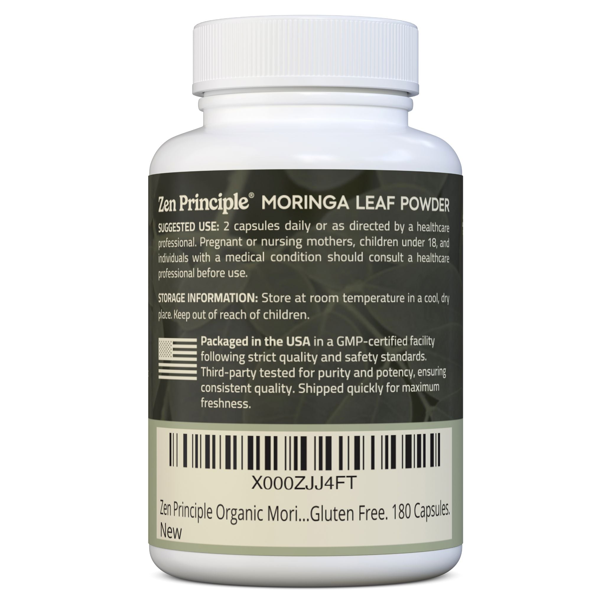 Organic Moringa Capsules Zen Principle Naturals 