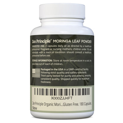 Organic Moringa Capsules Zen Principle Naturals 
