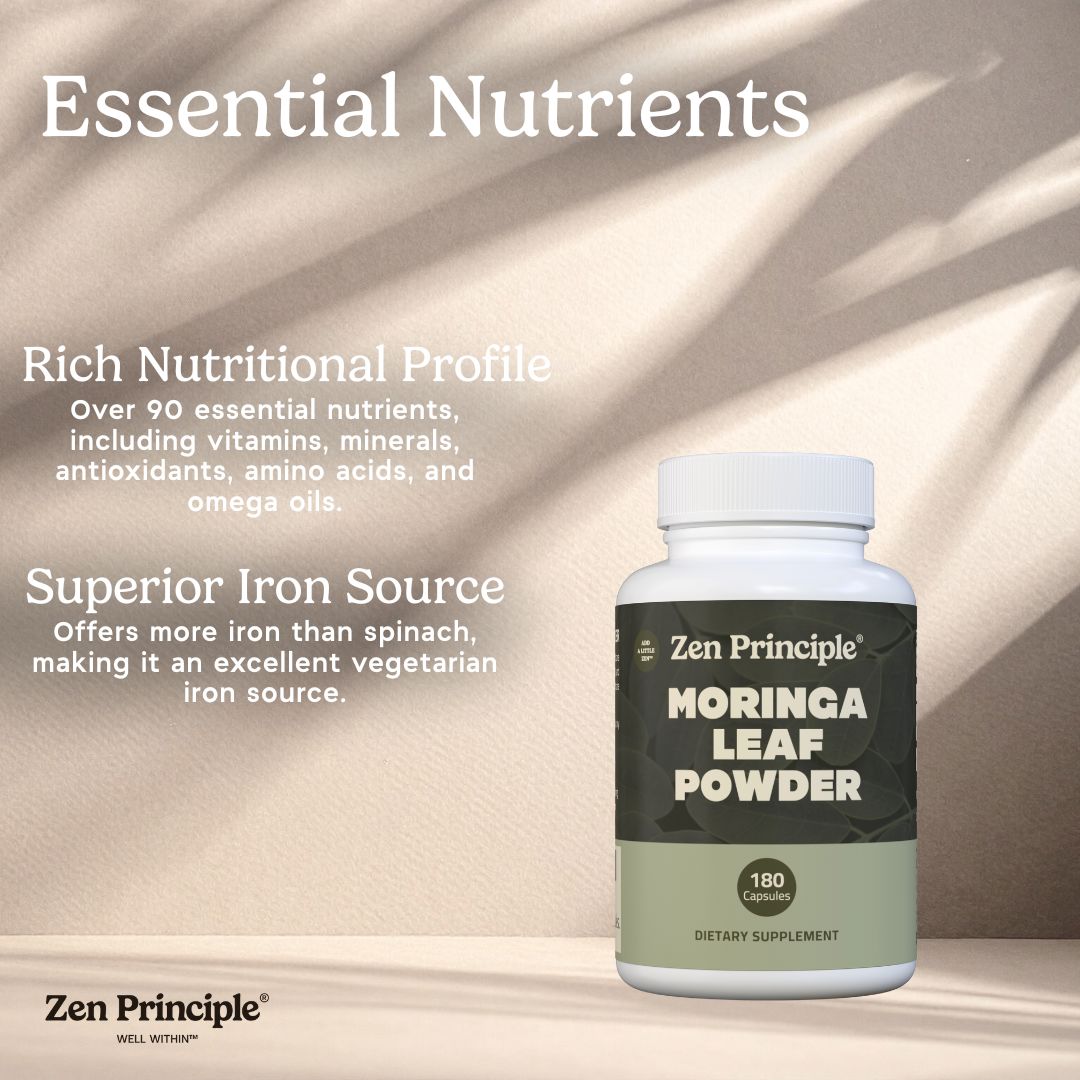 Organic Moringa Capsules Zen Principle Naturals 