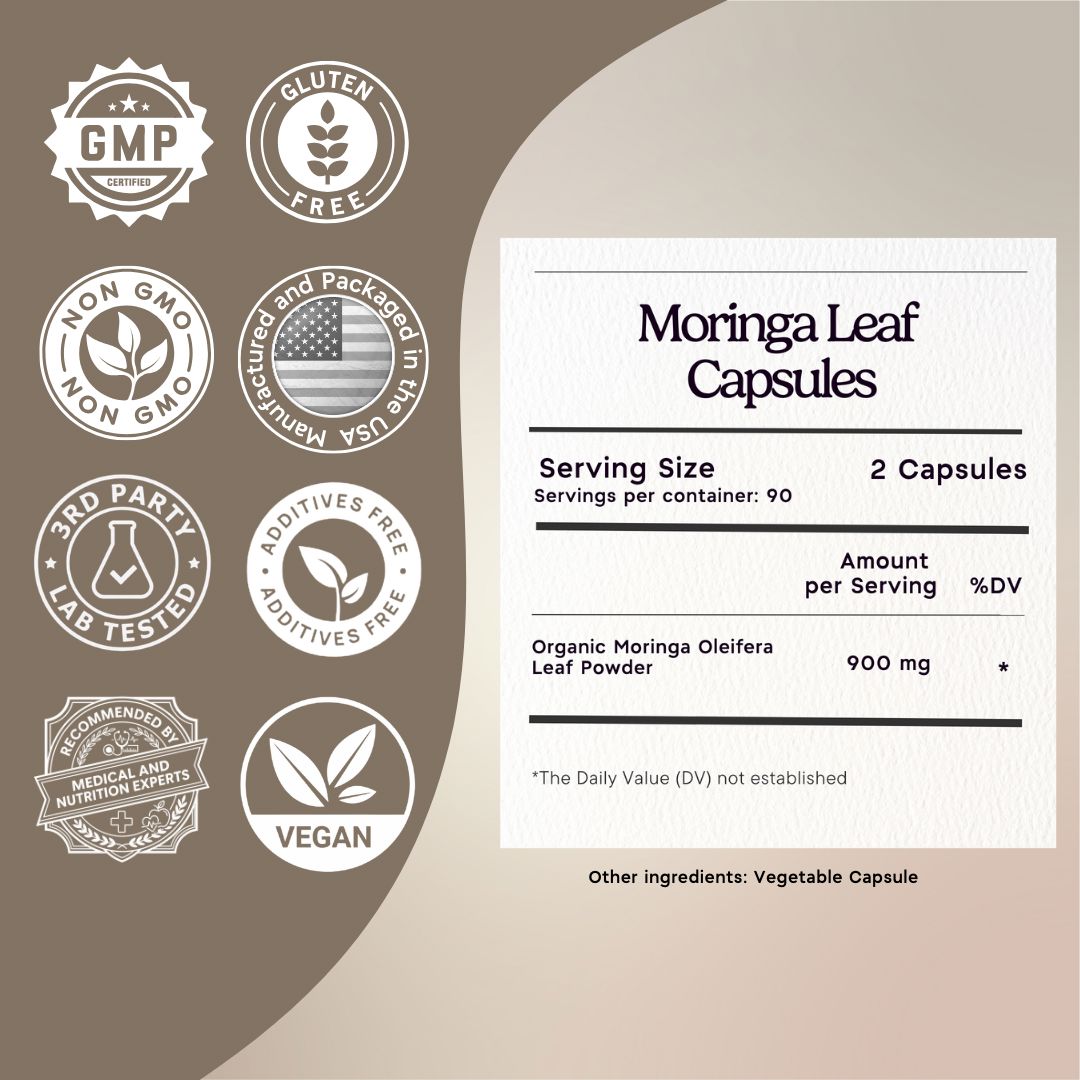 Organic Moringa Capsules Zen Principle Naturals 