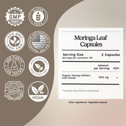 Organic Moringa Capsules Zen Principle Naturals 