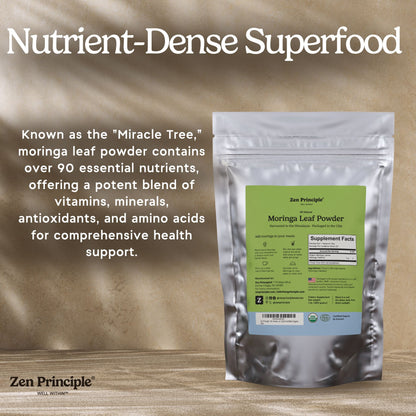 Organic Moringa Leaf Powder Zen Principle Naturals 