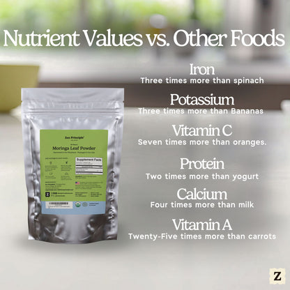Organic Moringa Leaf Powder Zen Principle Naturals 