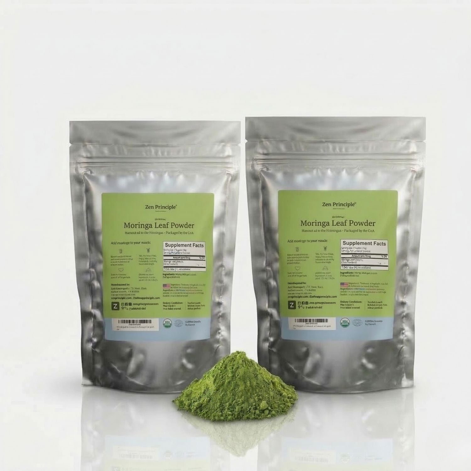 Organic Moringa Leaf Powder Zen Principle Naturals 2-Pack 