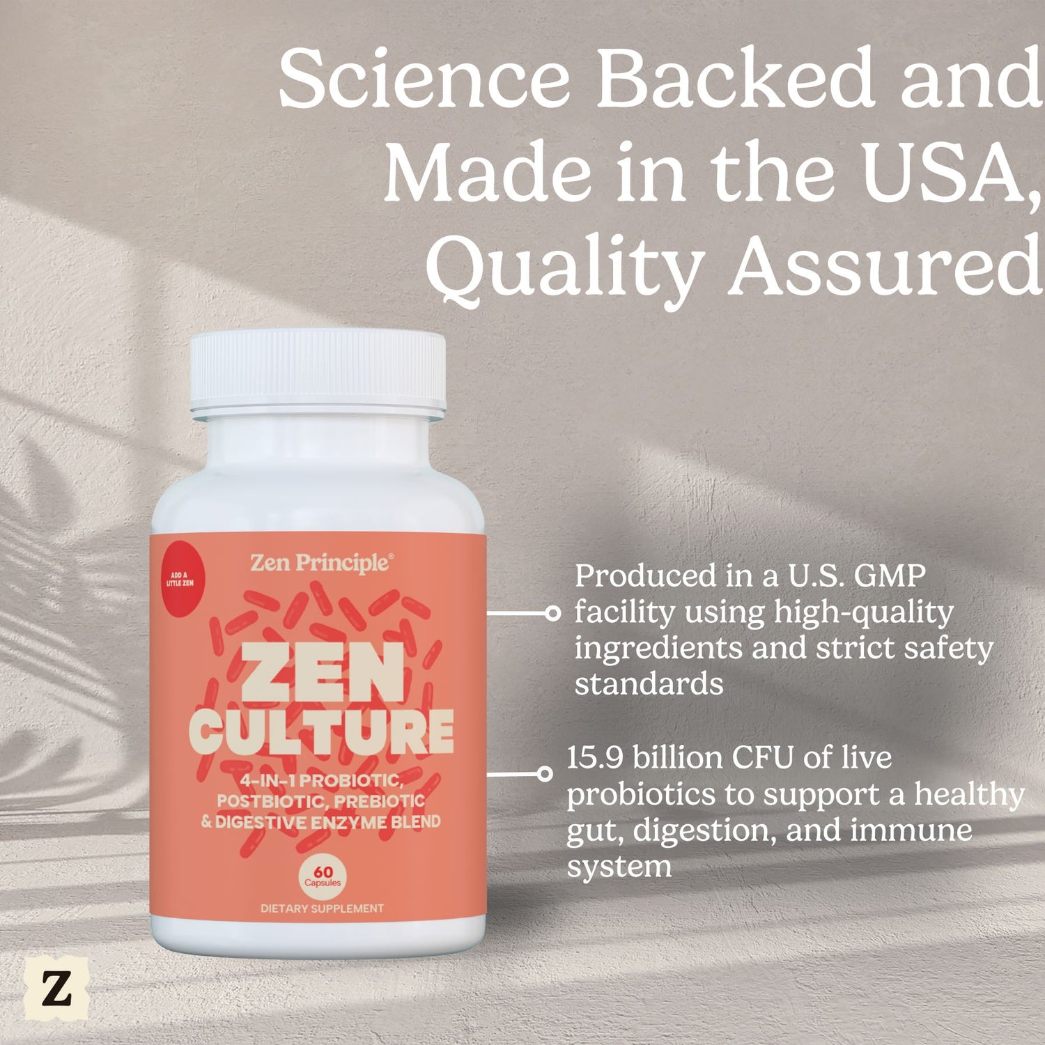 Zen Culture: 4-in-1 Probiotic, Prebiotic, Postbiotic Formula with Digestive Enzymes Zen Principle Naturals 