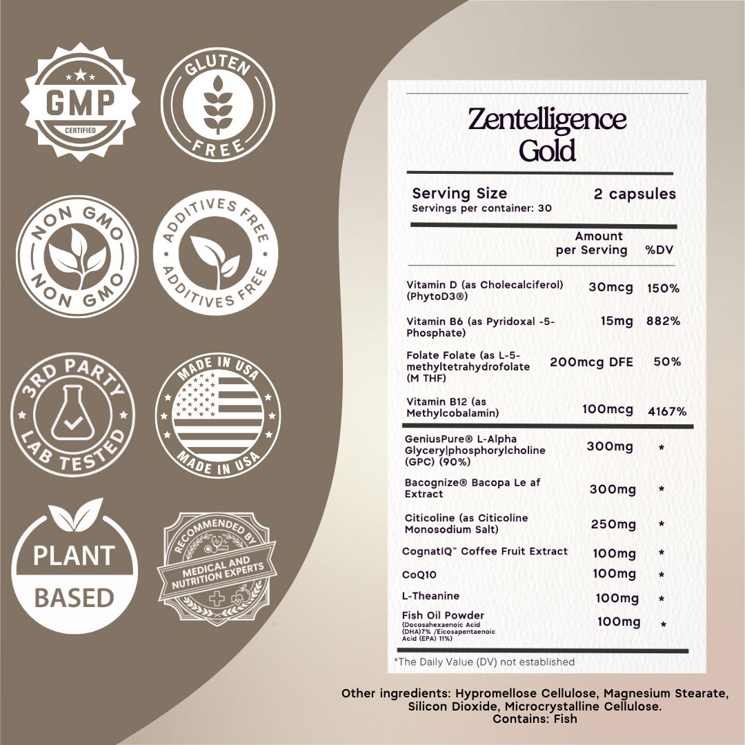 Zentelligence™ Gold Brain Supplement Zen Principle Naturals 