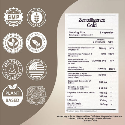 Zentelligence™ Gold Brain Supplement Zen Principle Naturals 