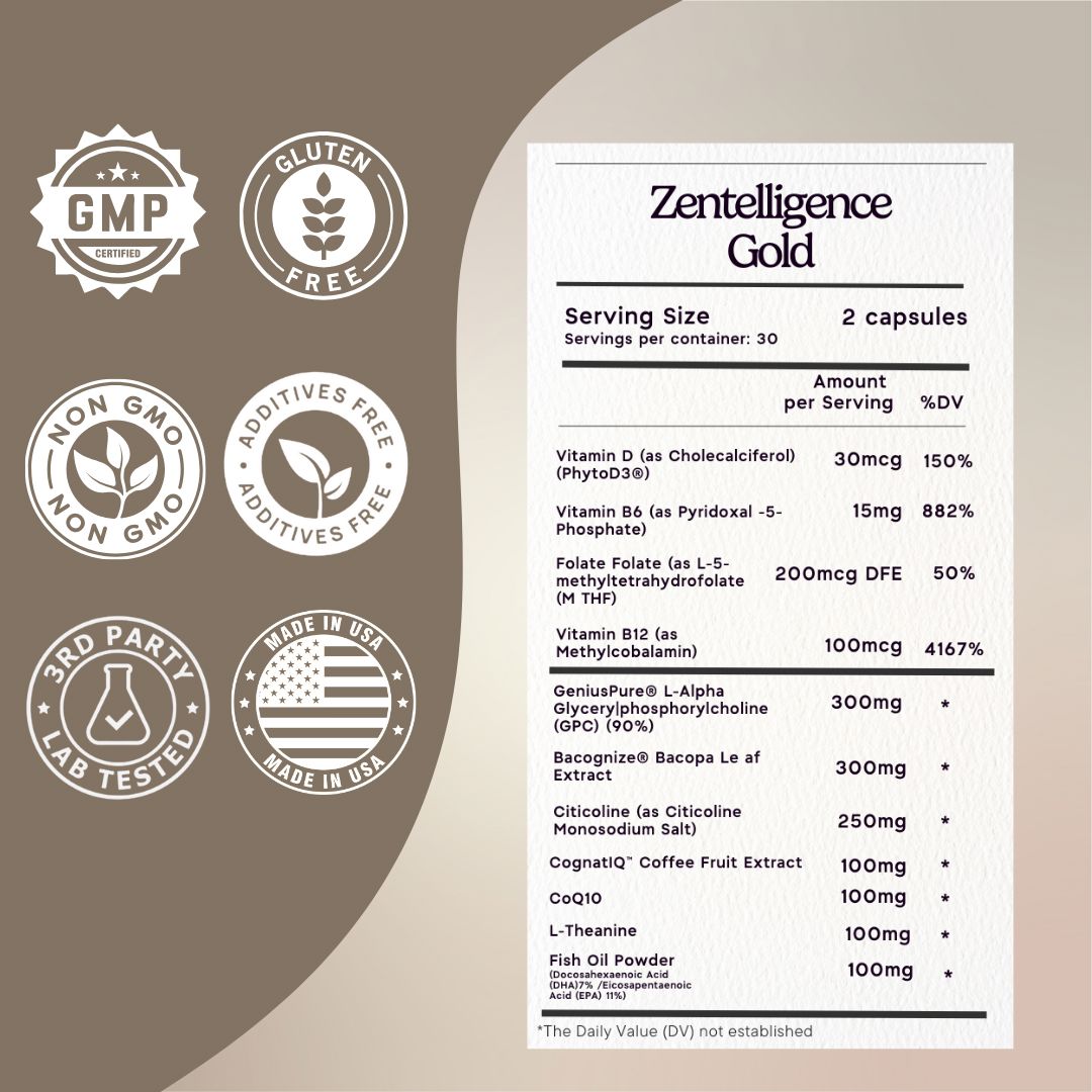 Zentelligence™ Gold Brain Supplement Zen Principle Naturals 