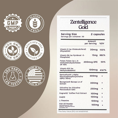 Zentelligence™ Gold Brain Supplement Zen Principle Naturals 
