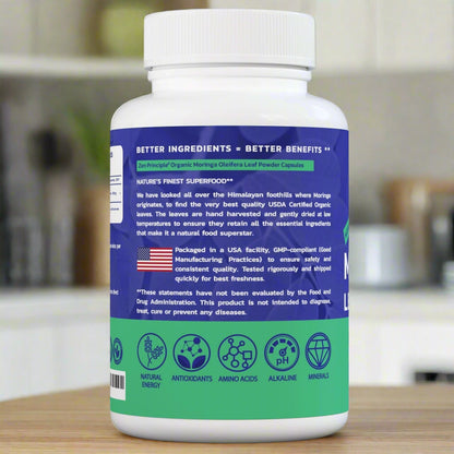 Organic Moringa Capsules Zen Principle Naturals 