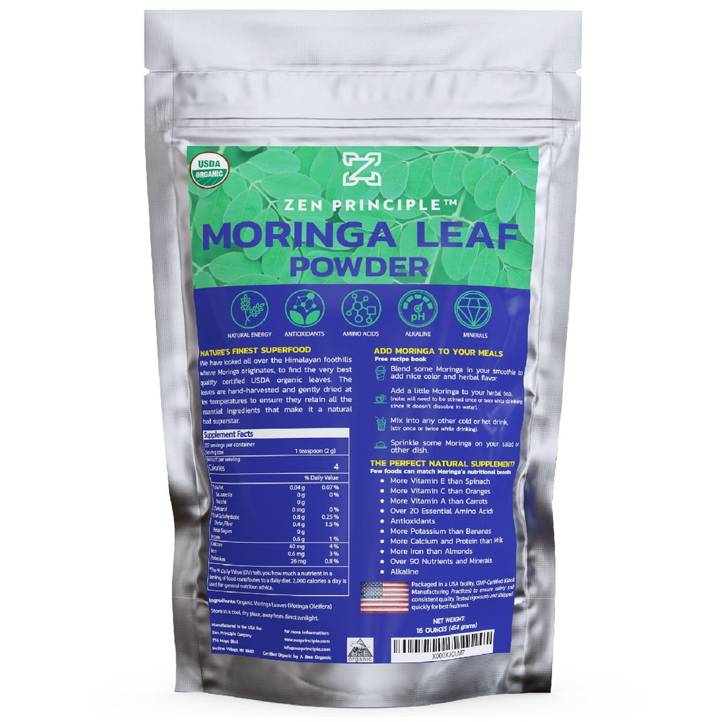 Organic Moringa Leaf Powder Zen Principle Naturals 1-Pack 