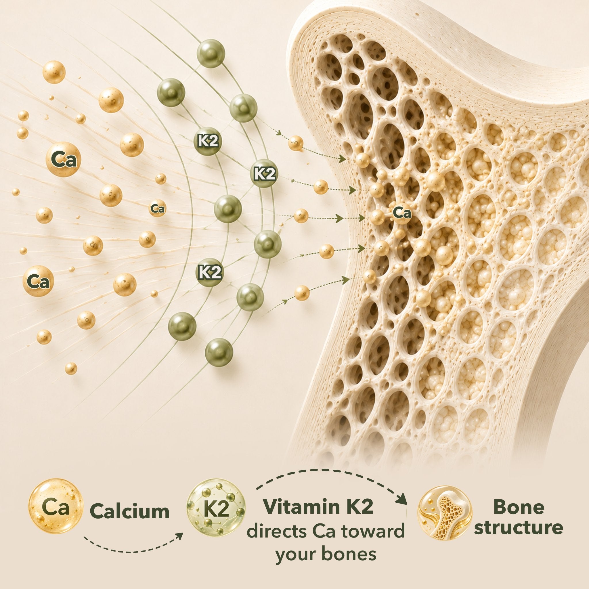 Calcium, vitamin K2 and bone structure
