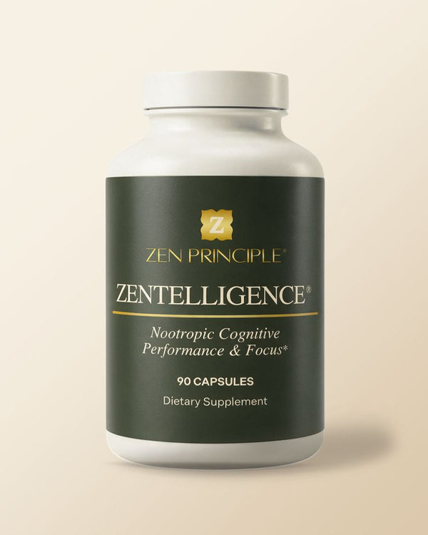 Zentelligence Nootropic Cognitive Performance & Focus bottle, 90 capsules, with capsules in front